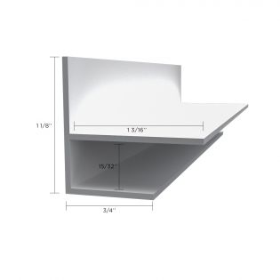 Moulure en F, PVC gris, espace 1/2'' x 10' de long