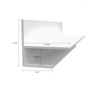 Moulure en F, PVC blanc, espace 1/2'' x 10' de long